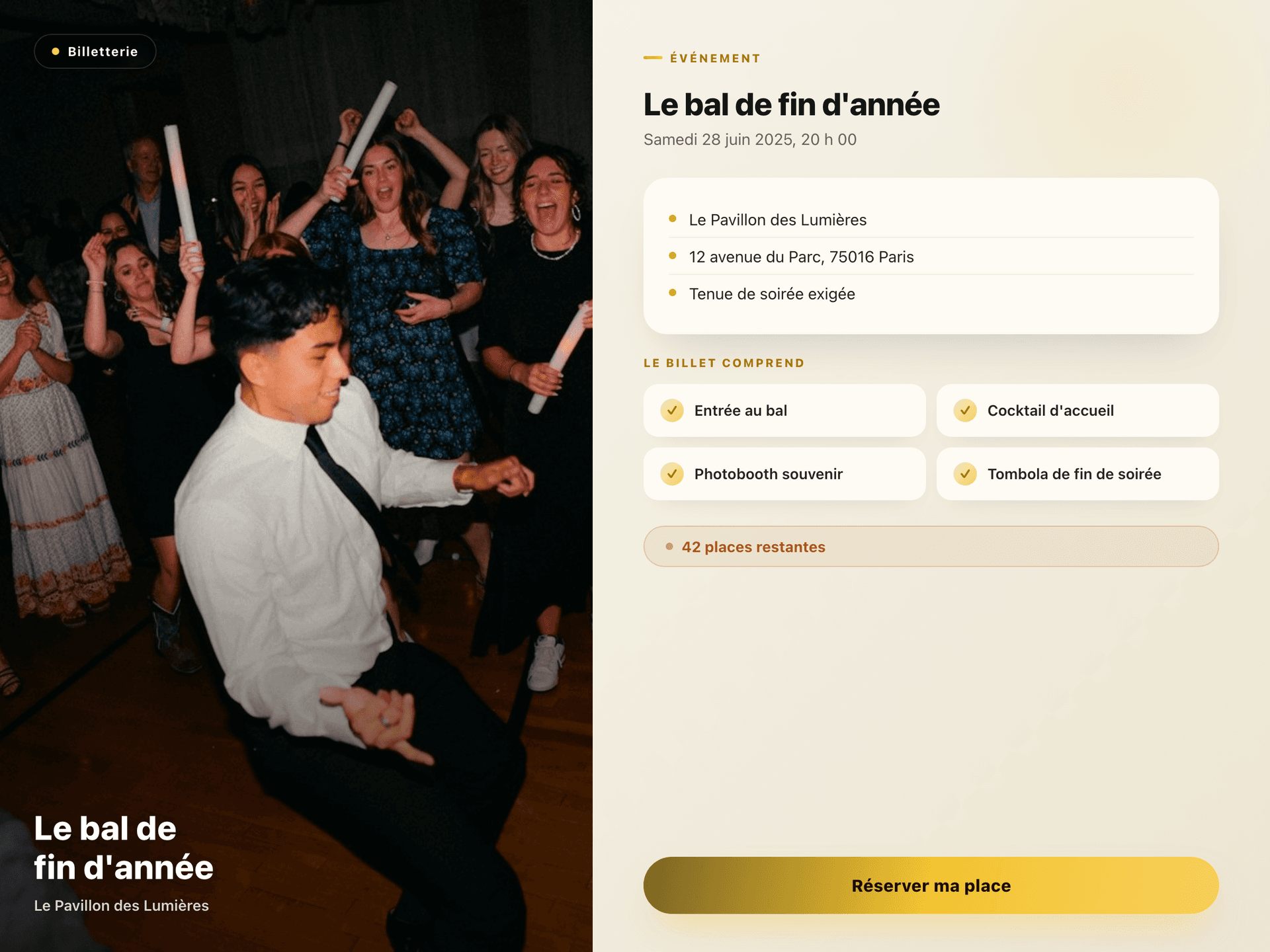Billetterie du bal de fin d'ann&eacute;e sur Campus