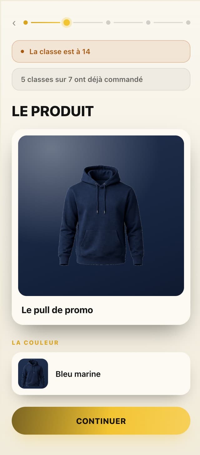Sélection du produit dans la boutique