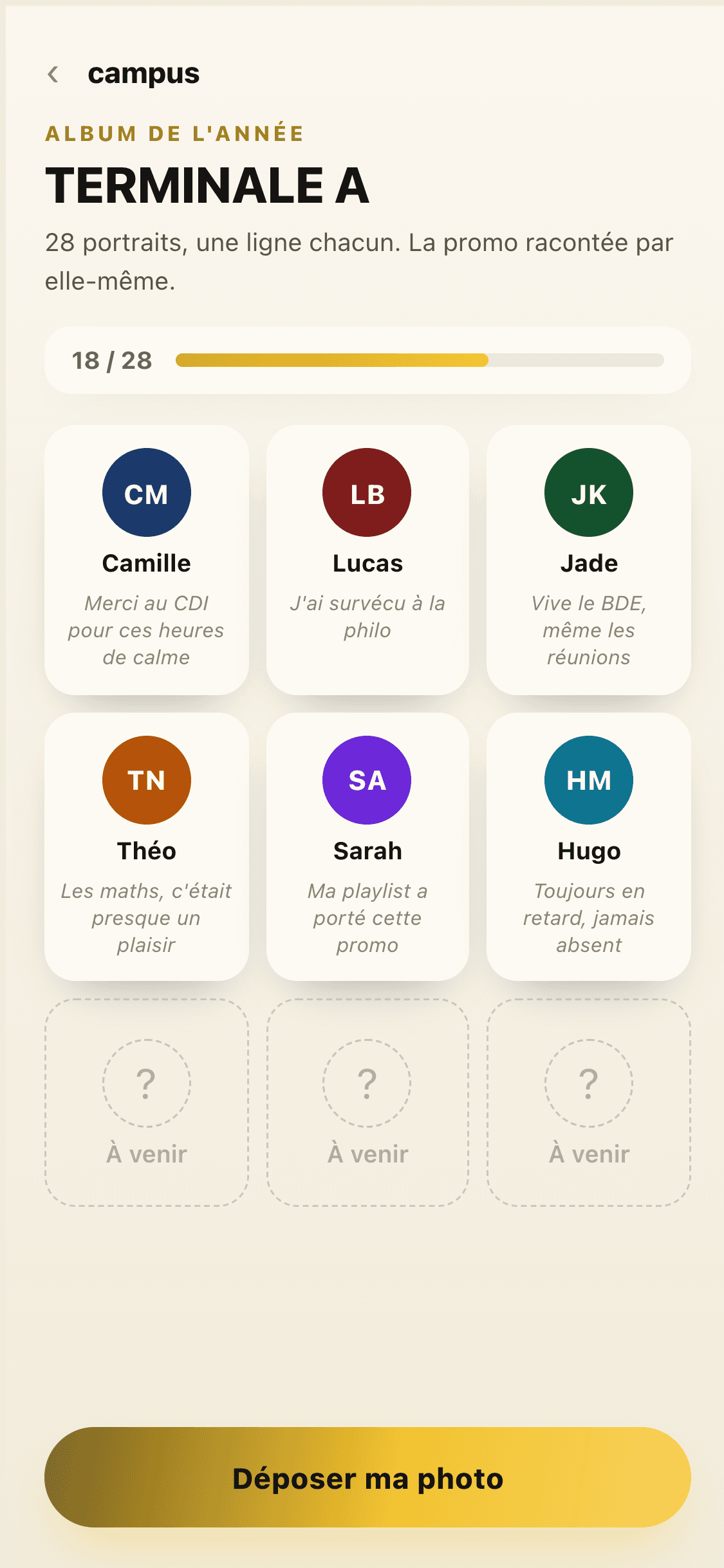 Espace de collecte de l'album de l'ann&eacute;e sur Campus